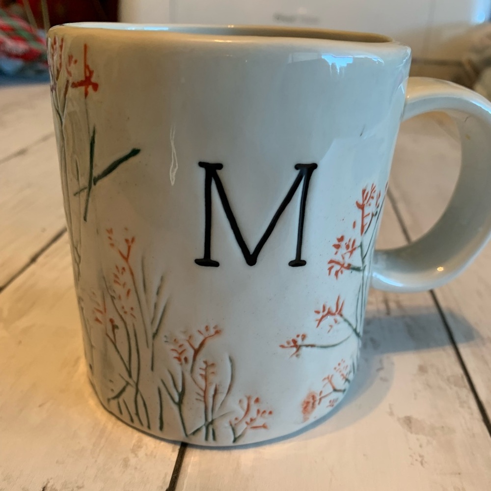 Anthropologie Coffee monogram “M” hand painted mug -14oz